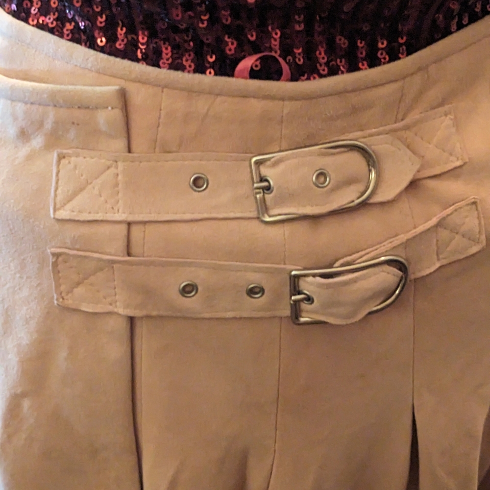 Donald Pliner Pink Grommet Suede Wrap Skirt 10
